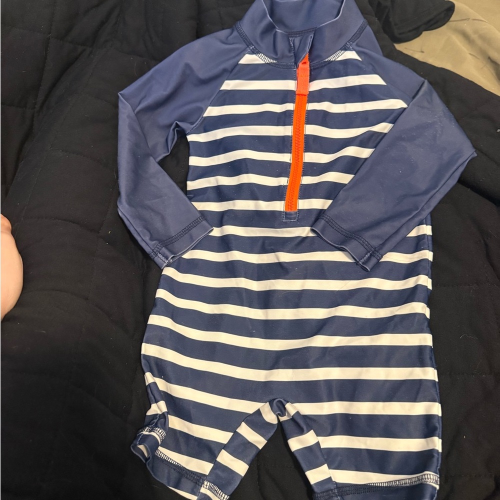 Carter's Blue and White Striped Swimsuit